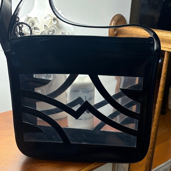 Salvatore Ferragamo Black and Clear Geometric Shoulder Bag - Picture 2 of 7
